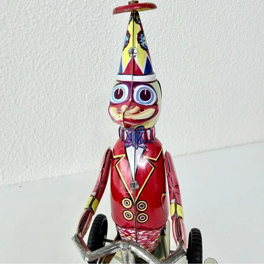 Vintage Litho Tin Toy Duck On Tricycle - Attached Key - 1970s-Collectible